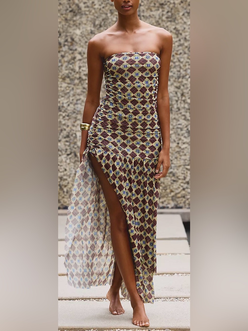 Celandine Strapless Printed Midi Dress from Anthropologie